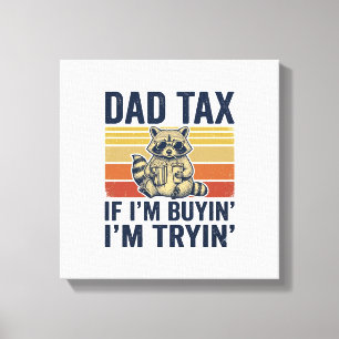 Lustiges Papa Steuer Waschbär Retro Grafik T-Shirt Leinwanddruck