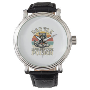 Lustiges Papa Steuer Waschbär Vintage T-Shirt Desi Armbanduhr