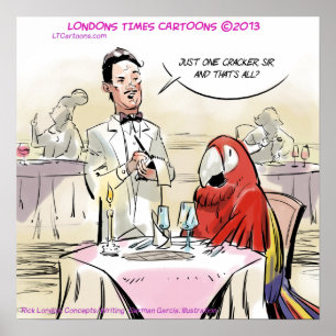 Lustiges Papageien-Feinrestaurantplakat Poster