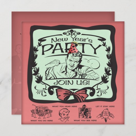 Lustiges Party des Sylvesterabends Einladung (Vorne/Hinten)