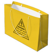 Lustiges Party-Gelbes Warnschild Große Geschenktüte (Rückseite Schrägansicht)