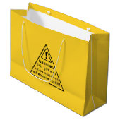 Lustiges Party-Gelbes Warnschild Große Geschenktüte (Vorderseite Schrägansicht)