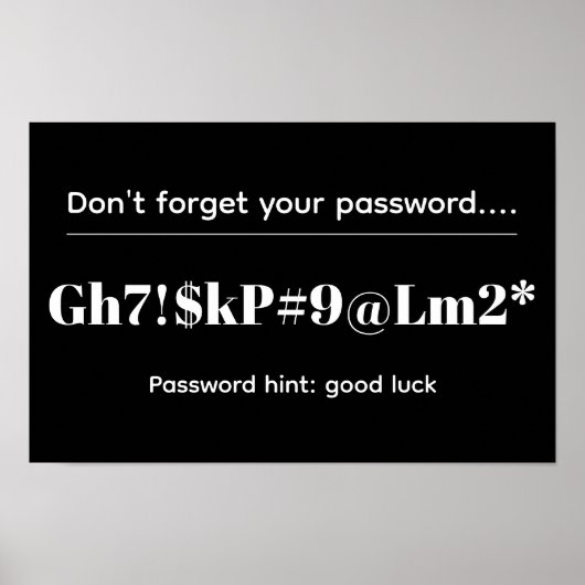 Lustiges Passwort Poster (Vorne)