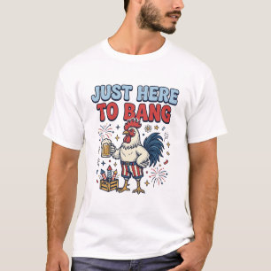 Lustiges Patriotisches Hahn Feuerwerk Bier T-Shirt