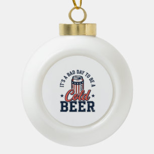 Lustiges Patriotisches Kaltes Bier Vintage-Vector- Keramik Kugel-Ornament