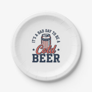 Lustiges patriotisches kaltes Bier Vintage-Vector- Pappteller