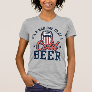 Lustiges patriotisches kaltes Bier Vintage-Vector- T-Shirt