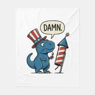 Lustiges patriotisches T-Rex-Feuerwerk-Shirt-Desig Fleecedecke