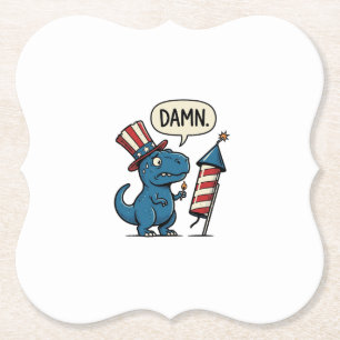 Lustiges patriotisches T-Rex-Feuerwerk-Shirt-Desig Untersetzer