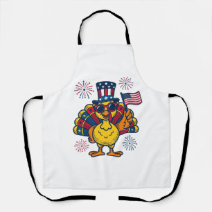 Lustiges patriotisches Truthahn-Feuerwerk Vintage- Schürze