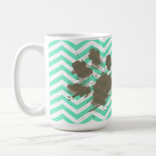 Lustiges Pawprint auf dem Aquamarine Zickzack Kaffeetasse (Links)