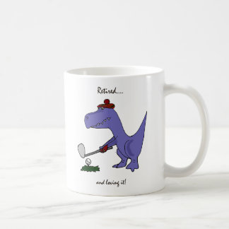 Lustiges pensioniertes T-Rex Dinosaurier-Golf Kaffeetasse