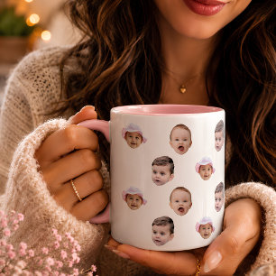 Lustiges Personalisiertes Babygesicht mit 2 Fotos Tasse