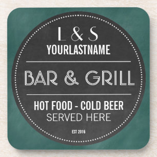 Lustiges personalisiertes Bar- und Grill-Schiefert Untersetzer