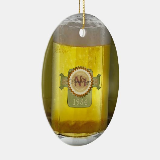 Lustiges personalisiertes Bier-Glas Keramik Ornament (Rechts)