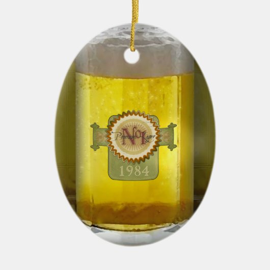 Lustiges personalisiertes Bier-Glas Keramik Ornament (Vorne)