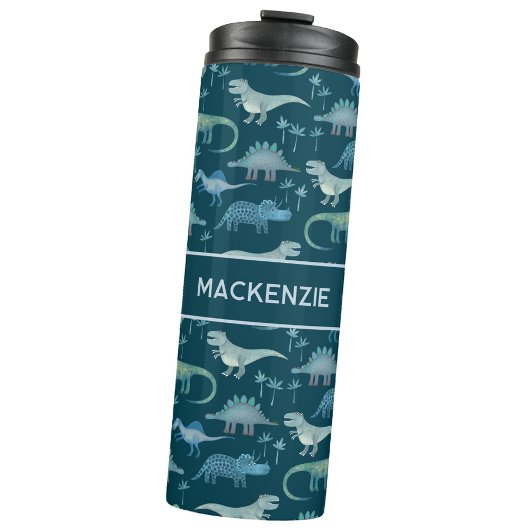 Lustiges personalisiertes Dinosaurier-Muster Thermosbecher