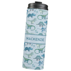 Lustiges personalisiertes Dinosaurier-Muster Thermosbecher