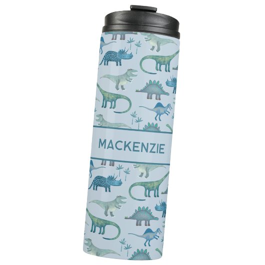 Lustiges personalisiertes Dinosaurier-Muster Thermosbecher