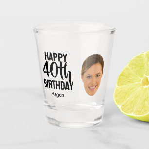 Lustiges personalisiertes Gesichtsfoto Frauen 40. Schnapsglas