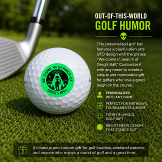 Lustiges personalisiertes Golfgeschenk UFO Alien G Golfball