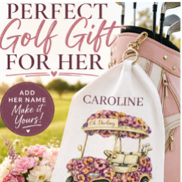 Lustiges personalisiertes Golftuch für sie | Rosa Golfhandtuch