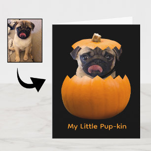 Lustiges personalisiertes Halloween-Kürbis-Welpen- Karte