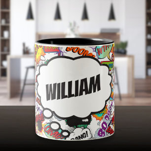 Lustiges personalisiertes Namens-Comicbuch Zweifarbige Tasse