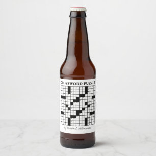 Lustiges personalisiertes Schwarz-Weiß-Kreuzworträ Bierflaschenetikett