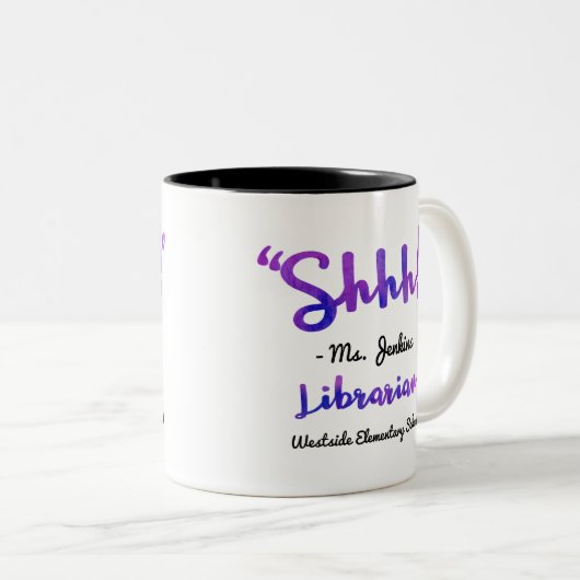Lustiges personalisiertes Shhh! Zweifarbige Tasse (VorderseiteRechts)
