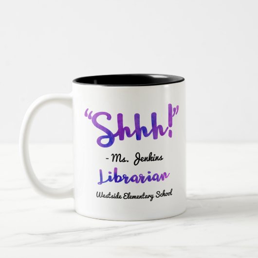 Lustiges personalisiertes Shhh! Zweifarbige Tasse (Links)