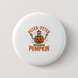 Lustiges Peter Peter Kürbis Halloween Skelett Shir Button