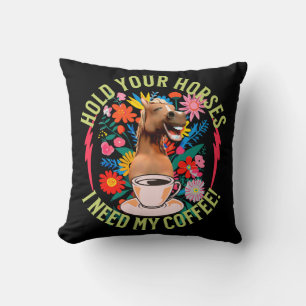 Lustiges Pferd Kaffee Liebhaber Humor Kissen