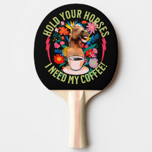Lustiges Pferd Kaffee Liebhaber Humor Tischtennis Schläger