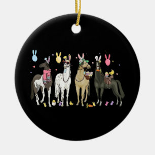 Lustiges Pferd Ostertag Bauernhof Tier Süßer Hase  Keramik Ornament