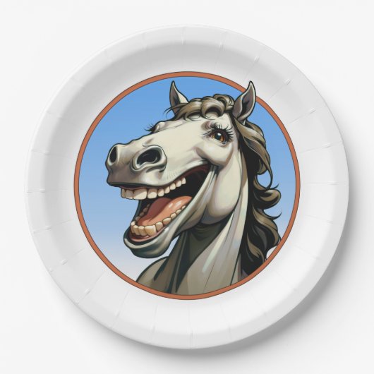 lustiges Pferd Pappteller (Vorderseite)