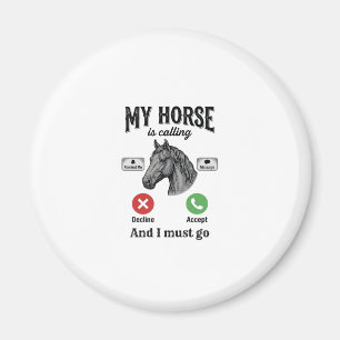 Lustiges Pferd Rufend Vintage-Stich T-Shirt_1 Magnet
