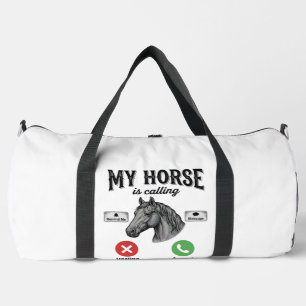 Lustiges Pferd ruft Vintage-Stich T-Shirt_1 Duffle Bag