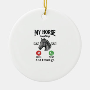 Lustiges Pferd ruft Vintage-Stich T-Shirt_1 Keramik Ornament