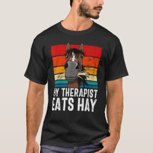 Lustiges Pferd T-Shirt, Mein Therapeut isst Heu Te T-Shirt
