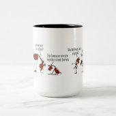 Lustiges Pferd u. Miniaturpferdeherden-Cartoon Zweifarbige Tasse (Mittel)