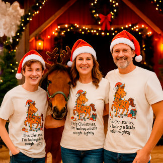 Lustiges Pferde-Weihnachts-Farm – Benutzerdefinier T-Shirt