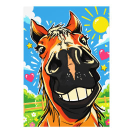Lustiges Pferdelächeln Cartoon Comic Kunst Fotodruck