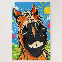 Lustiges Pferdelächeln Cartoon Comic Kunst Puzzle