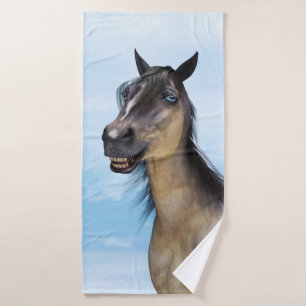 Lustiges Pferdelächeln-Porträt-Kunst Badehandtuch