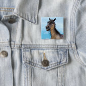 Lustiges Pferdelächeln-Porträt-Kunst Button (Beispiel)