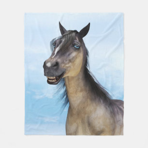 Lustiges Pferdelächeln-Porträt-Kunst Fleecedecke