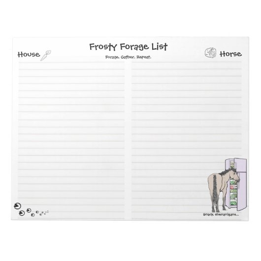 Lustiges Pferdeliebhaber-Geschenk Whimsical Frosty Notizblock (Vorderseite)