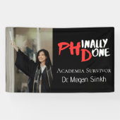 Lustiges PHD-Abschlusszitat Phinally done Foto Banner (Horizontal)