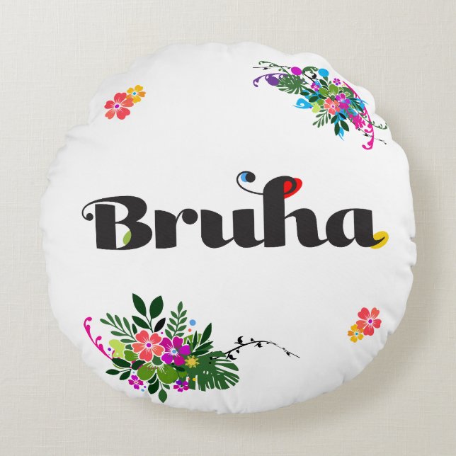 Lustiges philippinisches Bruha Boho rundes Kissen  (Vorderseite)